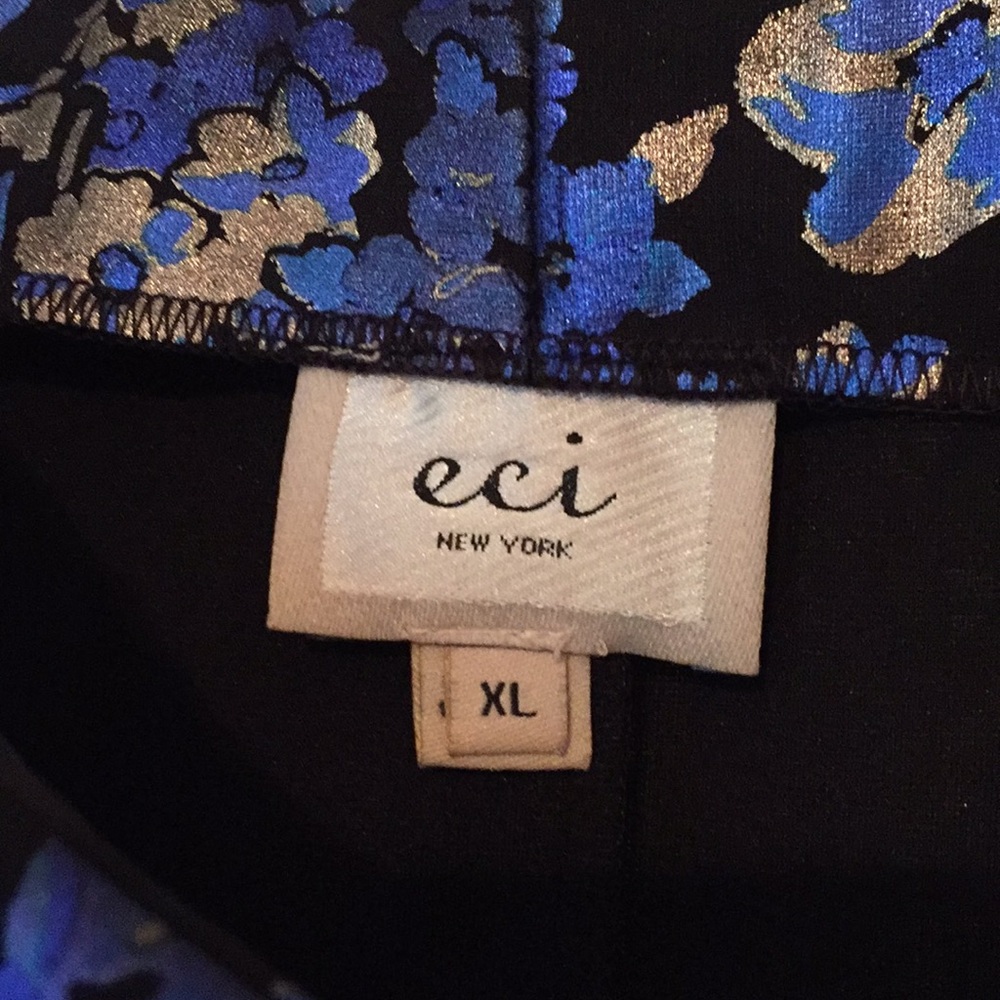 Blue-silver floral print skirt. Size XL. - Picture 3 of 7